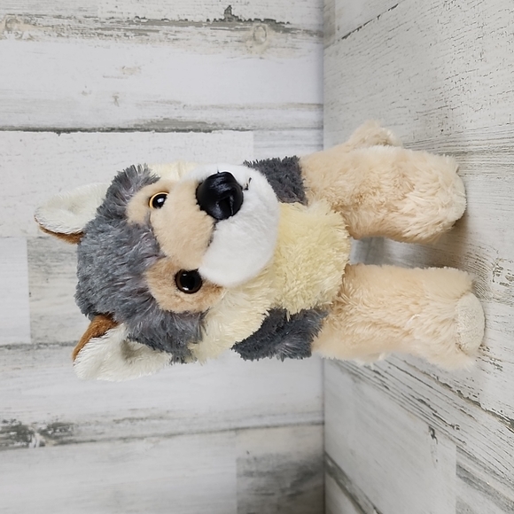 Aurora Wolf Stuffed Animal plush Wily Wolf tan and gray - Picture 2 of 10